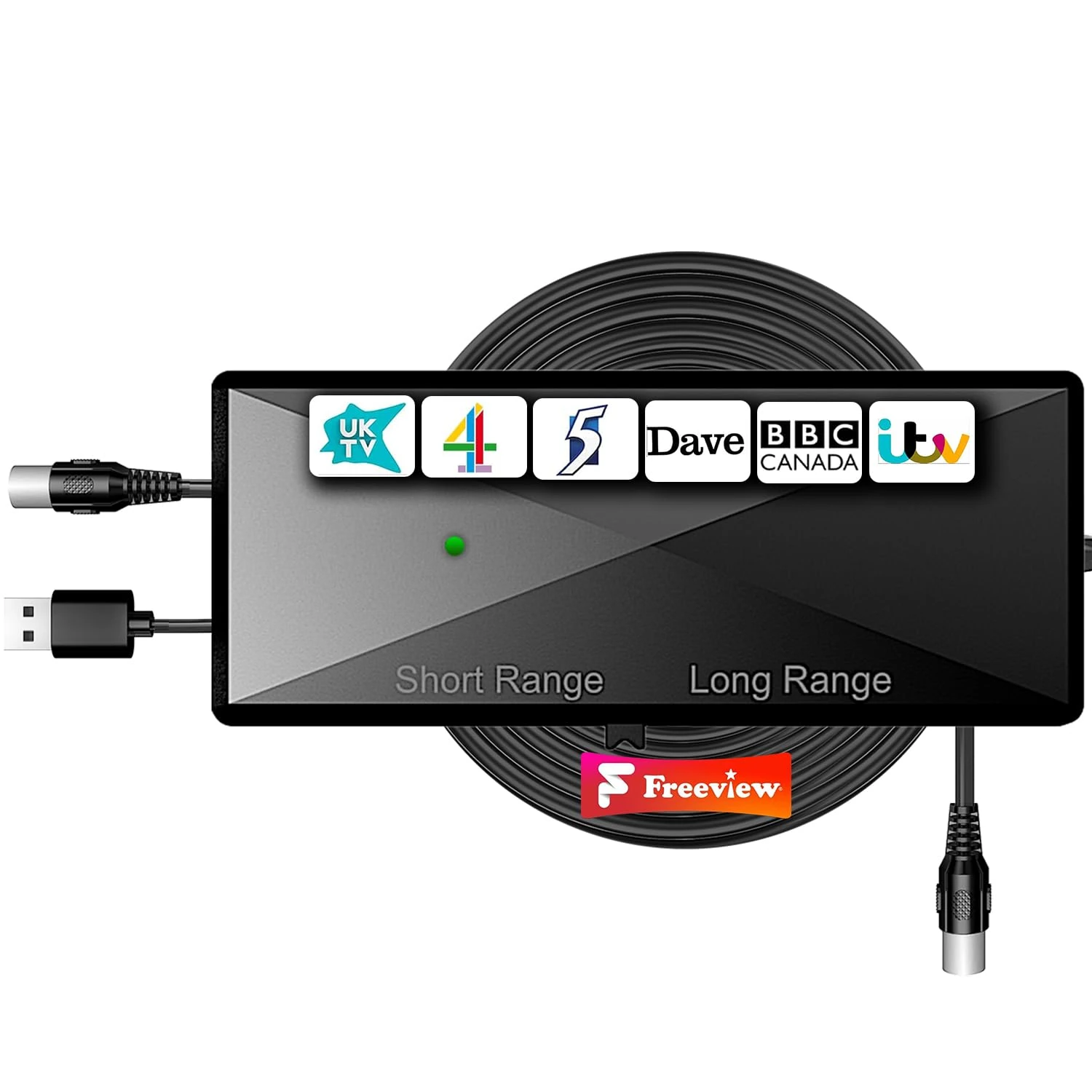 2025 TV Aerial Booster Amplifier – High Gain Signal Amplifier for Freeview HD, Boosts Weak Signals & Reduces Pixelation, Low-Noise USB Powered, Compatible with Indoor Digital TV Antennas