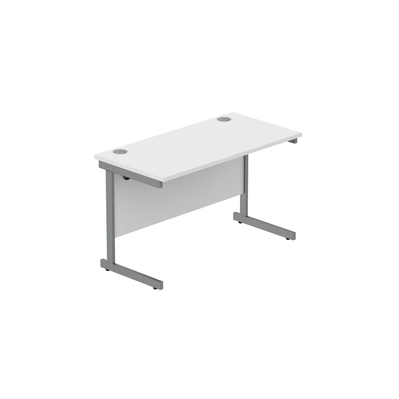 Heavy Duty Rectangular Office Desk, Steel Frame, 120kg Weight Tolerance, 25mm FSC® Top with Modesty Panel – 1200 x 600mm, Arctic White