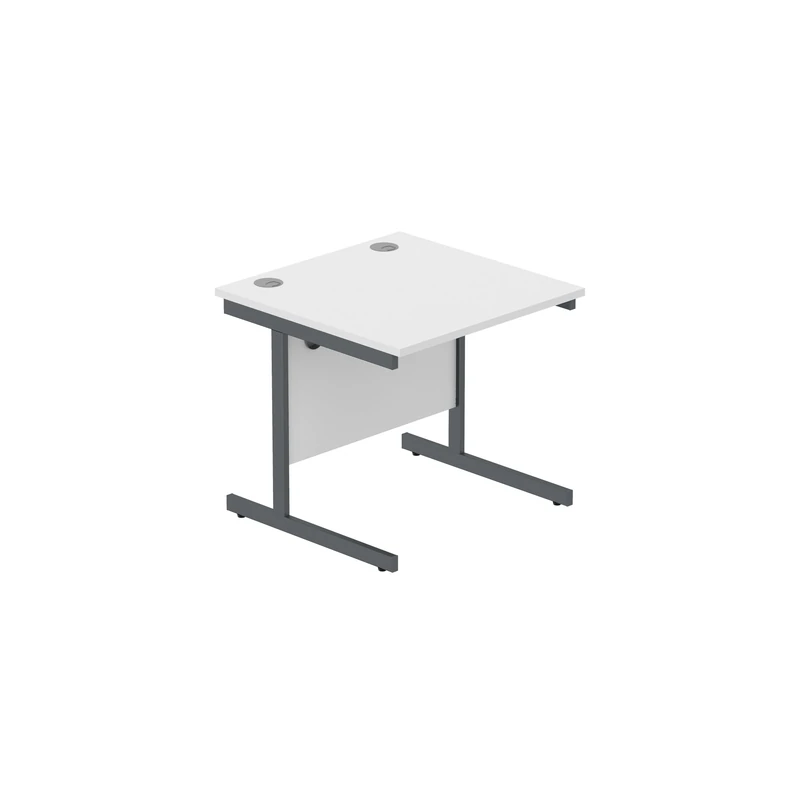 Heavy Duty Rectangular Office Desk, Steel Frame, 120kg Weight Tolerance, 25mm FSC® Top with Modesty Panel – 800 x 800mm, Arctic White
