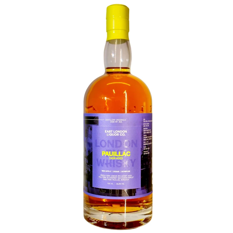East London Liquor Co: Pauillac London Rye | Single Barrel English Whisky, 7-Year Fully Matured Wine Cask | Cask #218, 55.1% Vol, 70cl