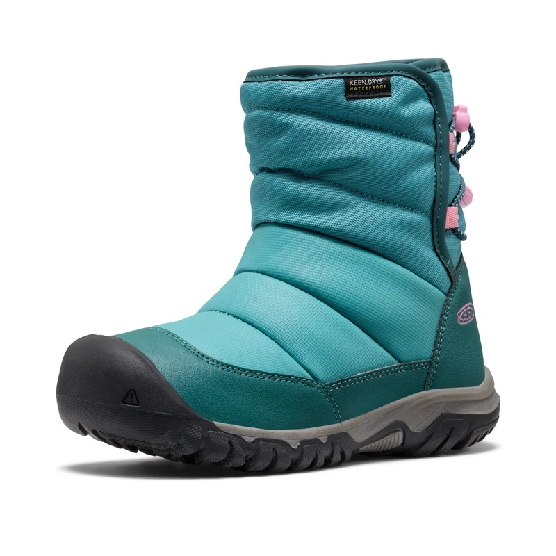KEEN Unisex-Child Puffrider Waterproof Snow Boots, Brittany Blue/Cashmere Rose, 11