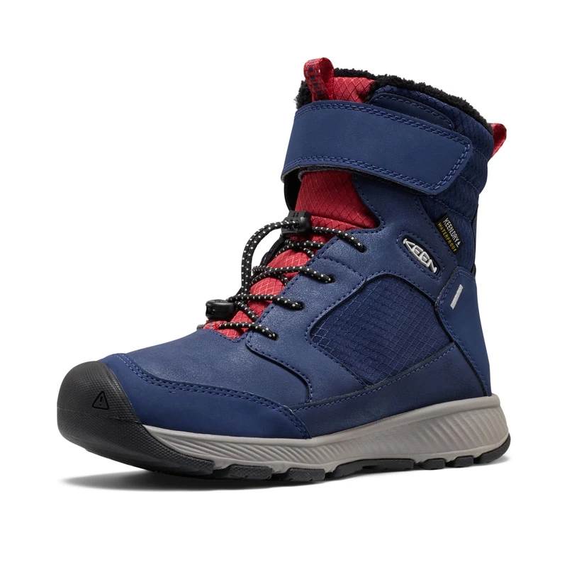 KEEN Unisex-Child Skua Winter Waterproof Snow Boots, Naval Academy/Garnet, 1