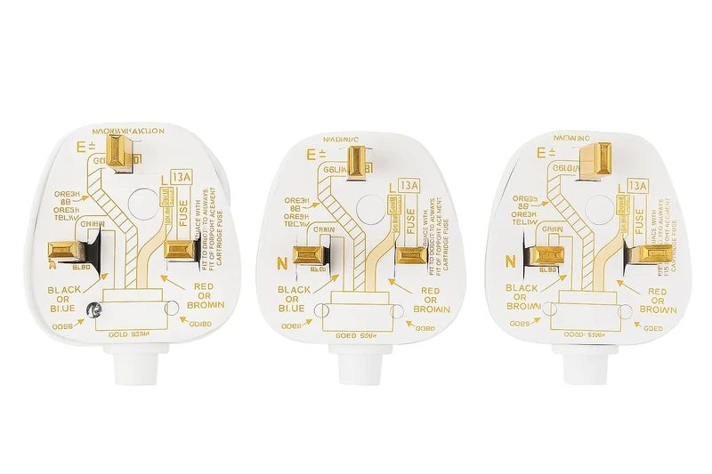CMA – Pack of 3 | 13A UK 3-Pin Fused Mains Plug | BS1363 Certified White Replacement Plug | Heavy-Duty 13 Amp Plug UK with Secure Cord Grip | 3 Pin Plug for Home, Office & Appliances