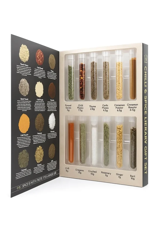 Chilli & Spice Giftset – 12 Premium Gourmet Chilli & Herbs Collection | Fiery Seasoning Box for Cooking | Gift for Food Lovers, BBQ Fans, Men, Women, Home Chefs & Spice Lovers
