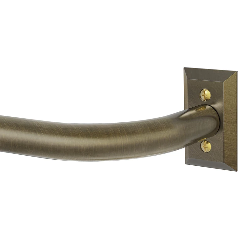 Antique Bronze Curtain Rods, Heavy Duty Wrap Around Curtain Rod for Windows 66 to 120 Inch, 1" Adjustable Decorative Blackout Curved Drapery Pole, Modern Room Darkening Rod, Window Treatment Rods