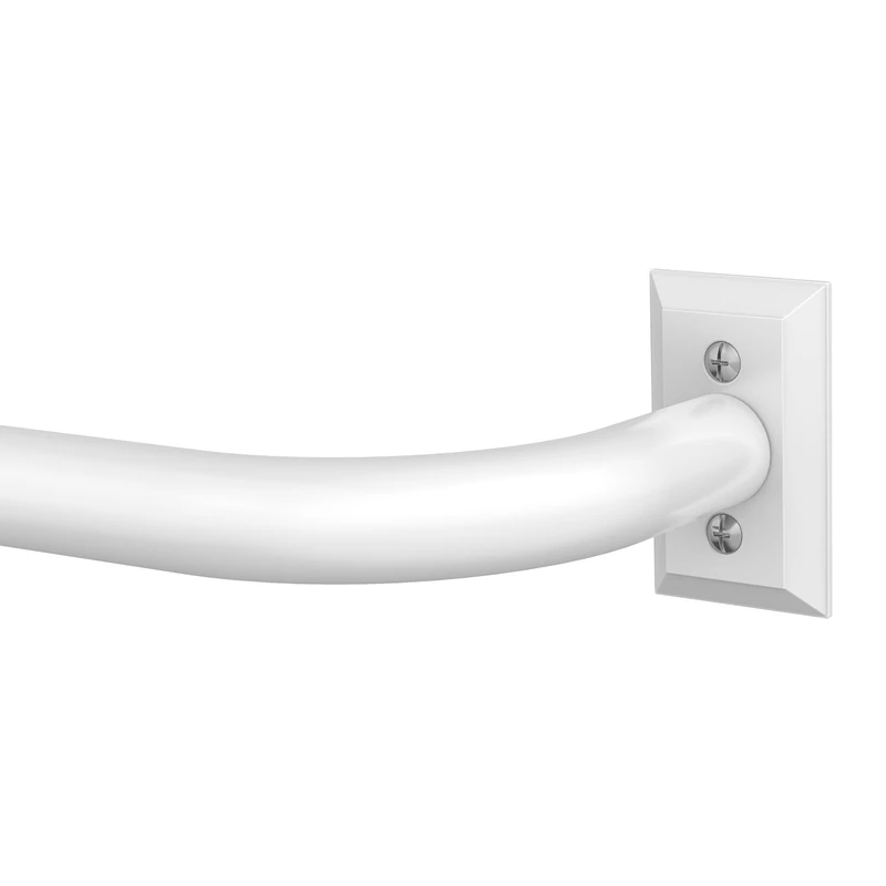 White Curtain Rods, Heavy Duty Wrap Around Curtain Rod for Windows 66 to 120 Inch, 1" Adjustable Decorative Curved Blackout Drapery Pole, Modern Room Darkening Rod, Window Treatment Rods