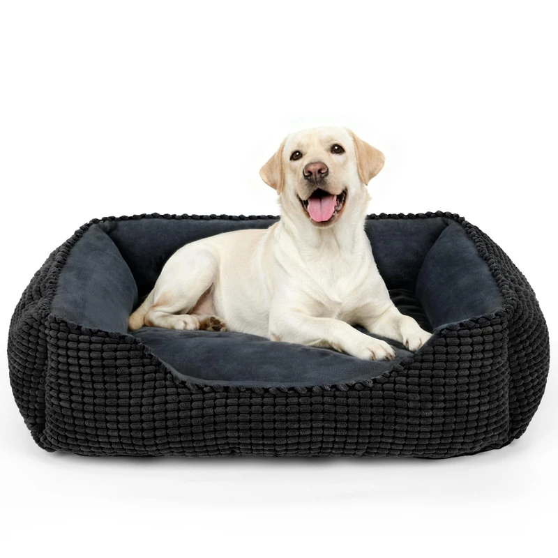 MIXJOY X-Large Dog Bed for Large, Medium, Small Dogs - Rectangle, Washable, Orthopedic, Soft Calming Sleeping Puppy Bed - Durable Pet Cuddler with Anti-Slip Bottom - XL (35"x25"x9")