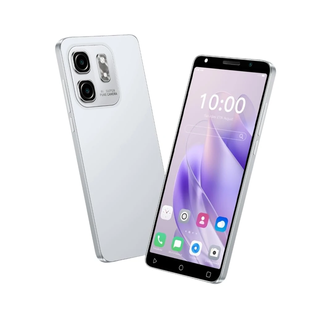 PrzTIk Hot50Pro Cheap Mobile Phone, 5.0 Inch HD Screen, 16GB ROM (Expansion To 128GB), 3500mAh Large Battery, Face ID/WIFI/GPS/Android Phone (Hot50Pro-Silvery)