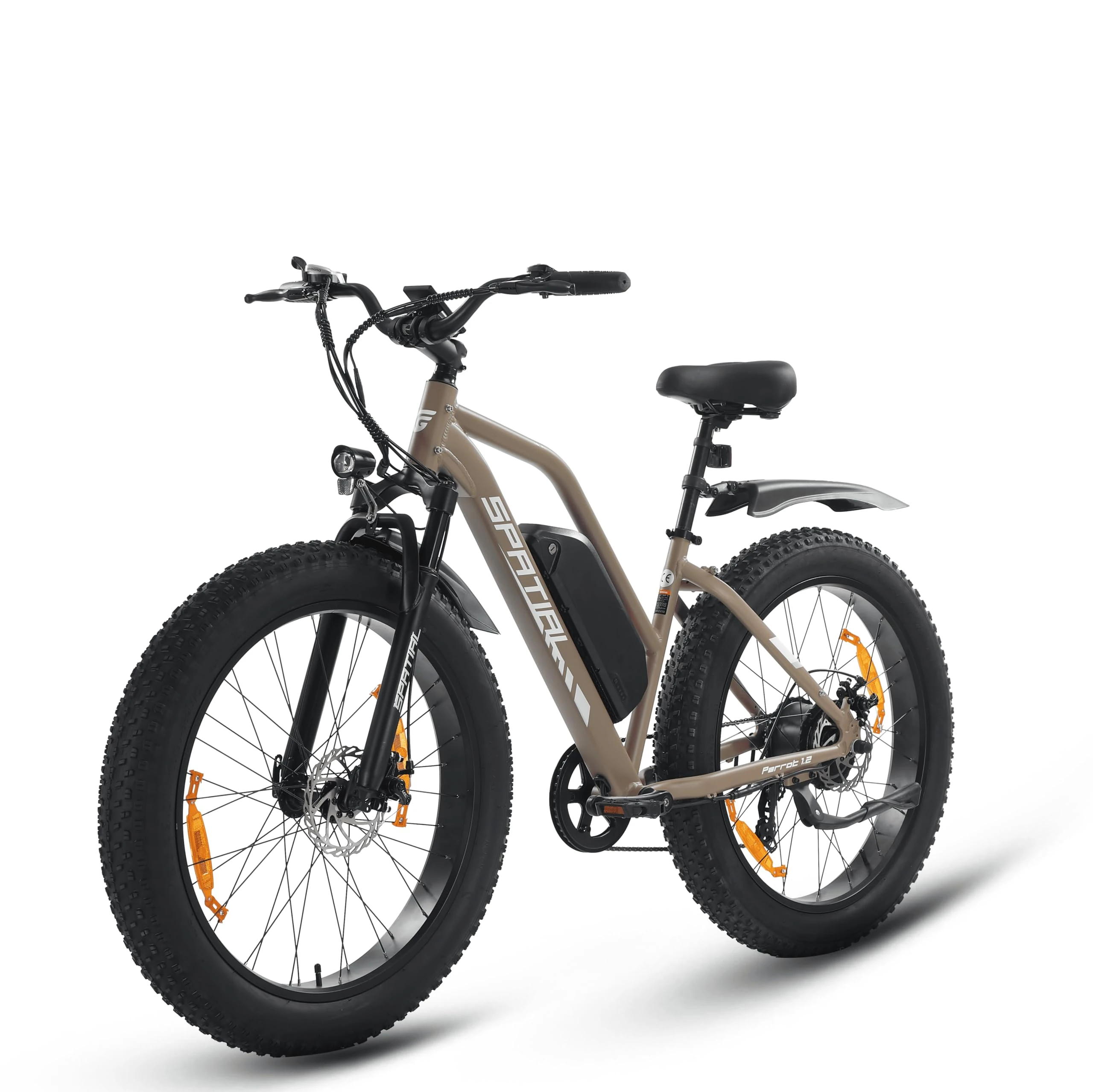 SPATIAL Electric Bike, 26" 4.0'' Fat Tire Mountain Ebike with 48V 13Ah 624 Wh Battery, Up to 104KM Range, 250W 80Nm Motor, LCD Display with 5 PAS, MTB for Adult Teens