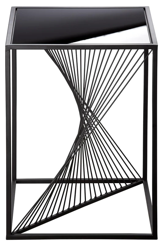 Casablanca Ray Side Table Square Glass and Metal Black Height 51 cm x Width 48 cm Coffee Table - Image 1