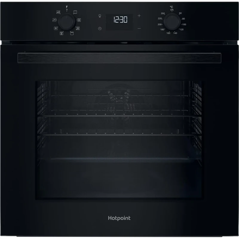 HO 455C B UK Built-In Electric Single Oven, 71L Capacity, Multifunction Cooking, Hydro Clean, Grill Function, Programmable Touch Controls, Black, A Energy Rating