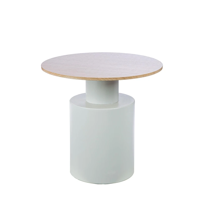Casablanca Living Side Table, Metal, Round, Natural/White, Height 53 cm x Diameter 55 cm, Storage Table - Image 1