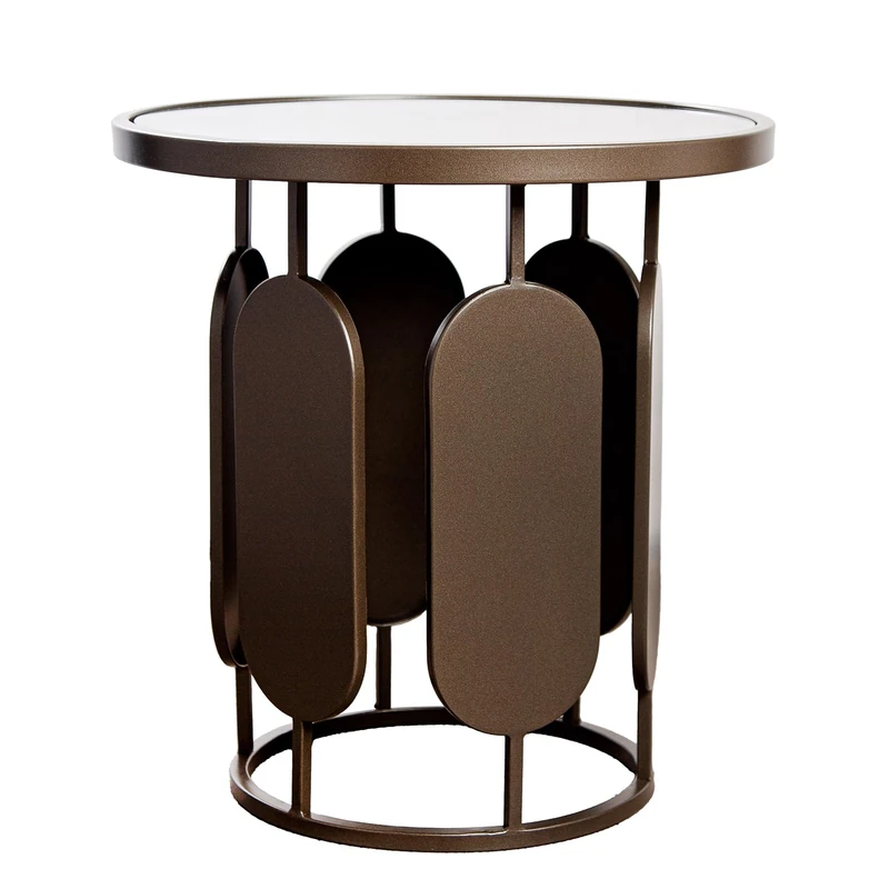 Casablanca Zulu Side Table Metal Anthracite Round Shape Height 48 cm x Diameter 45 cm Metallic Look - Image 1