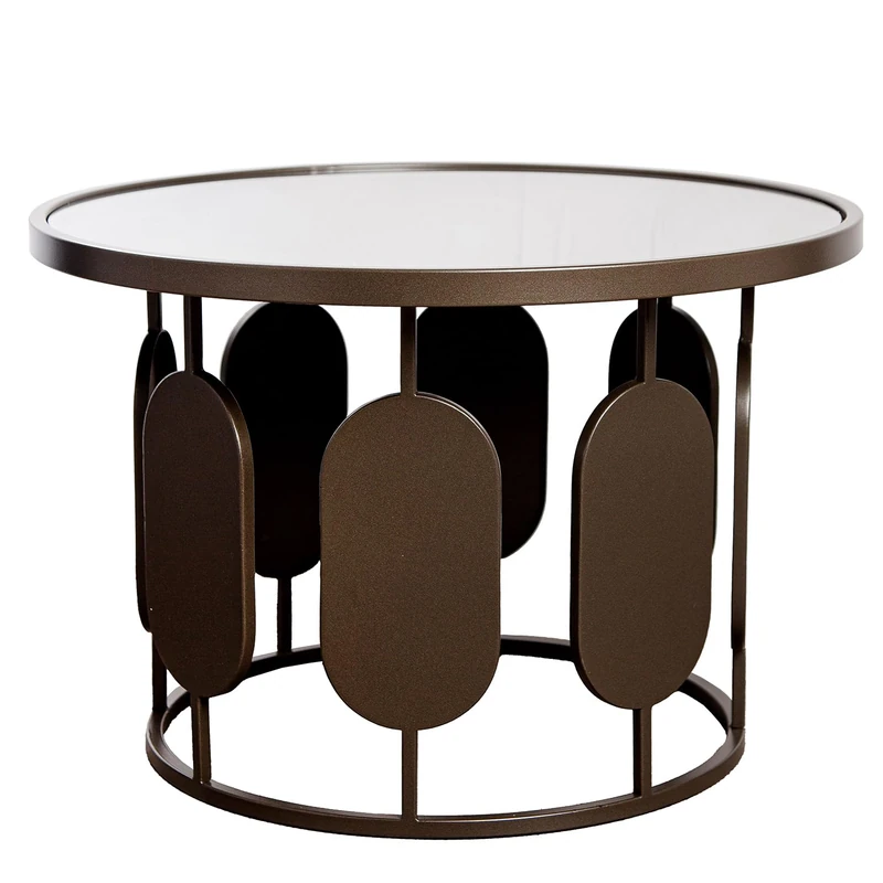 Casablanca Zulu Side Table Metal Anthracite Round Shape Height 40 cm x Diameter 60 cm Metallic Look