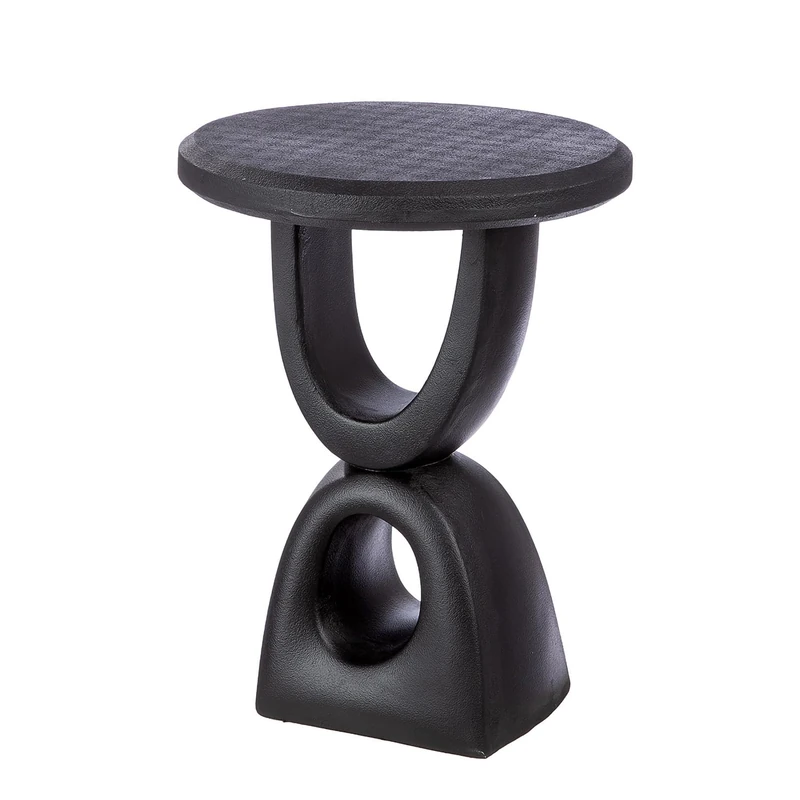 Casablanca Preston Side Table Round Resin Black Height 45 cm x Diameter 35 cm Coffee Table - Image 1