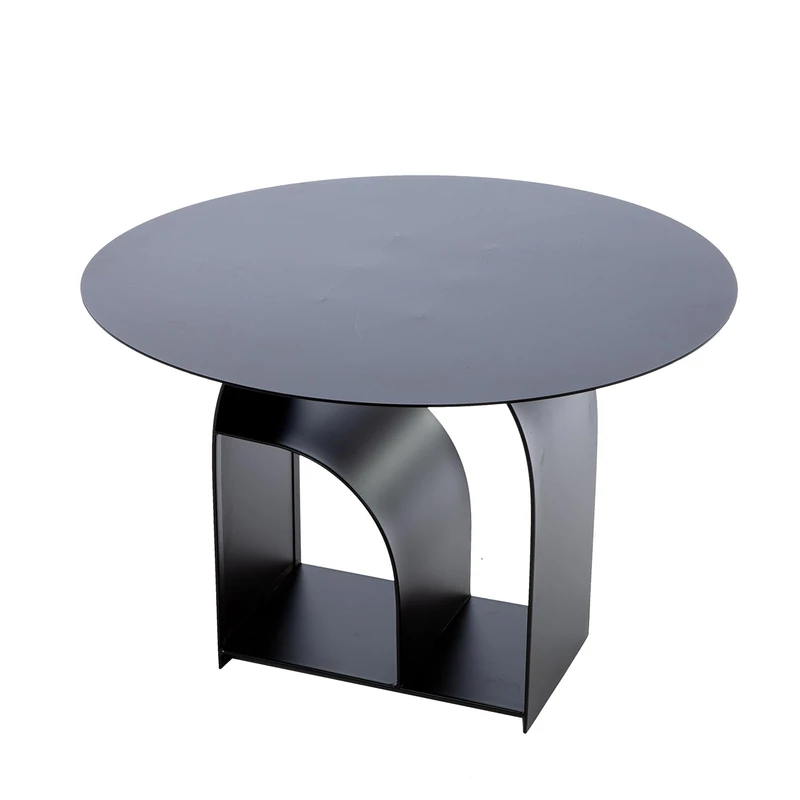 Casablanca Memphis Side Table, Metal, Matt Black, Round, Height 40 cm x Diameter 60 cm, Table for the Living Room