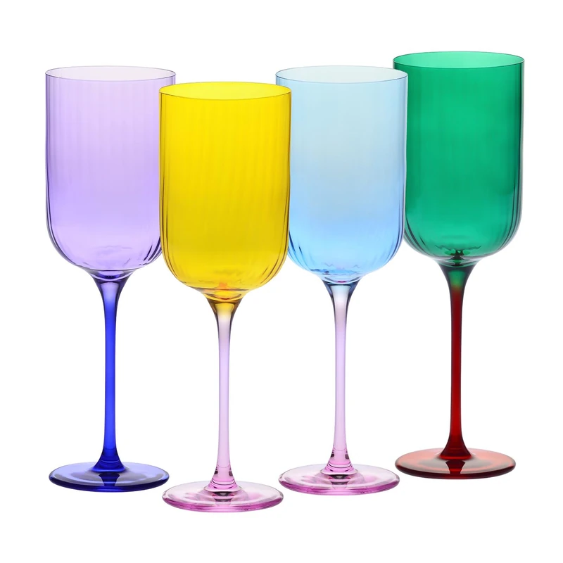 Krosno Colored Wine Glasses Set of 4-350ml Hand Painted Lead-Free Crystal - Red and White Wine Glasses, Rosé Wine - Elegant Wine Glasses in Violet & Midnight Blue - Aurora Collection
