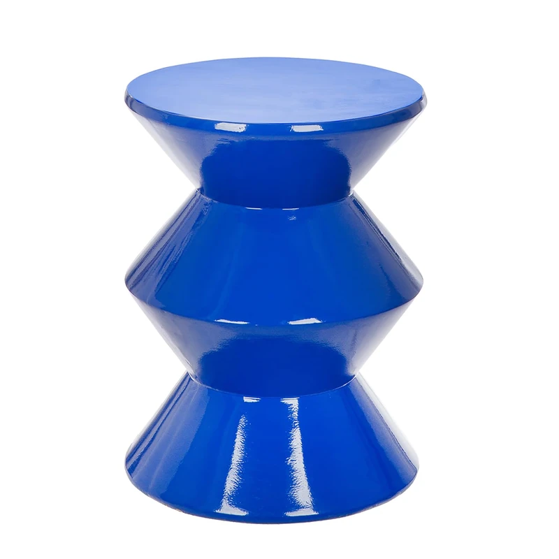 GILDE Formus Side Table Magnesia Geometric Pattern Height 45 cm x Diameter 34 cm Blue - Image 1