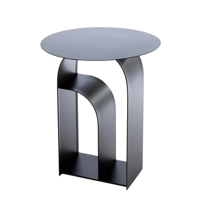 Casablanca Memphis Side Table Metal Matt Black Round Height 61 cm x Diameter 51 cm Sofa Table Decoration - Image 1