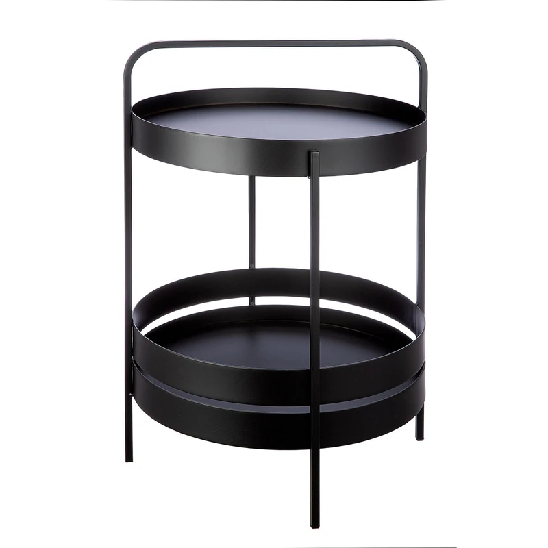 Casablanca Level Side Table, Metal, Round, Black, Height 62 cm x Diameter 42 cm - Image 1