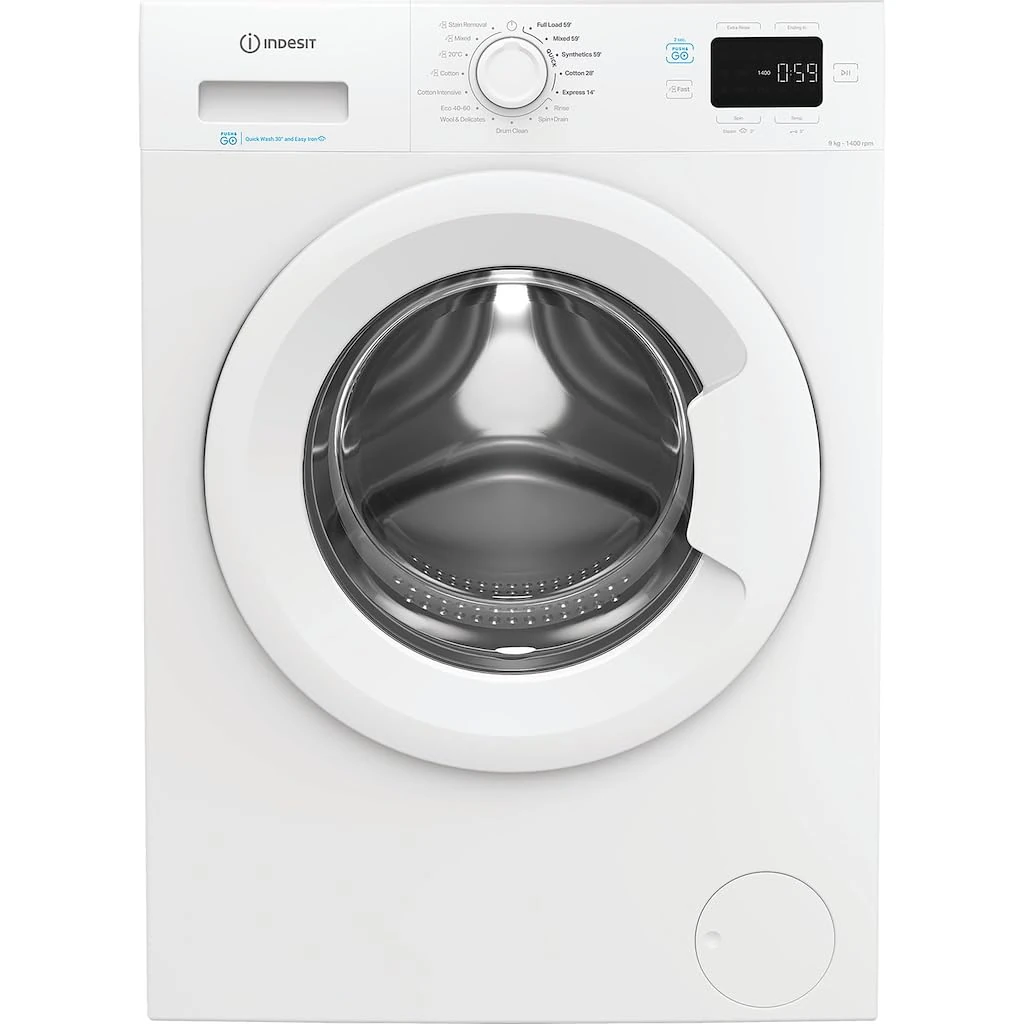 Indesit Push&Go IP 846 8kg Freestanding Washing Machine – White – Push&Go One-Touch Programmes, 1400rpm Spin, Energy Efficient, Quick Wash, Cotton, Mixed, Delicates & Eco Cycles