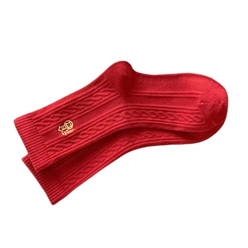 Chinese New Year Crews Ankle Socks Combed Cotton Wedding This Animal Cosplay Costume Comfortable Women Men Redness Chinese New Crew Socks