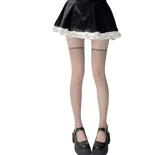 ZEPFJHE Women's Thigh High Socks Over The Knee Tube Knee Sheer Silk Stockings Costume Accessories Cosplay Thigh Socks