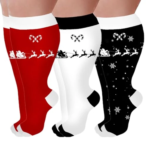 ZEPFJHE Compression Socks - Tree Elk, 3 Pair Set for Nursing & Travel