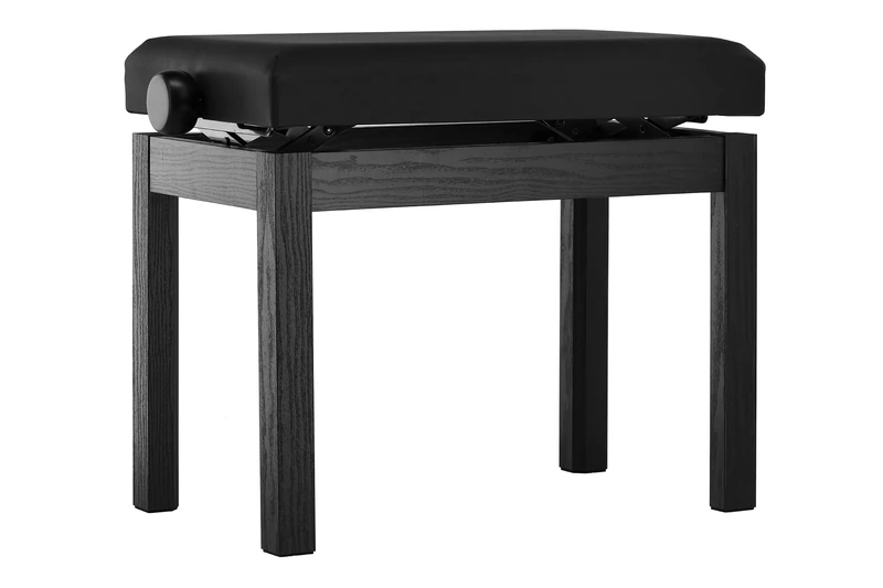 GEWA Piano Bench Student - Solid Wood - Faux Leather Seat Cover - Smooth Height Adjustment 48-57 cm - Stable Construction - Black Matt