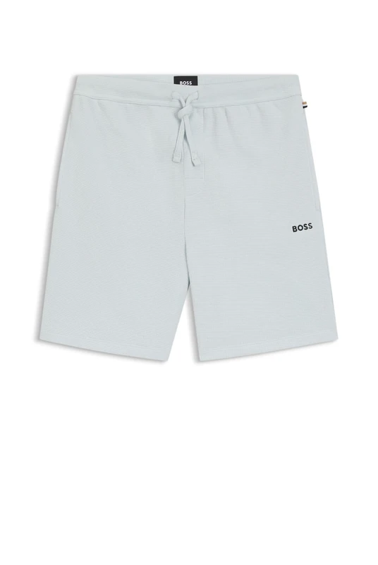 BOSS Mens Bodywear Waffle Soft Texture Shorts Cotton Open Blue 499 S