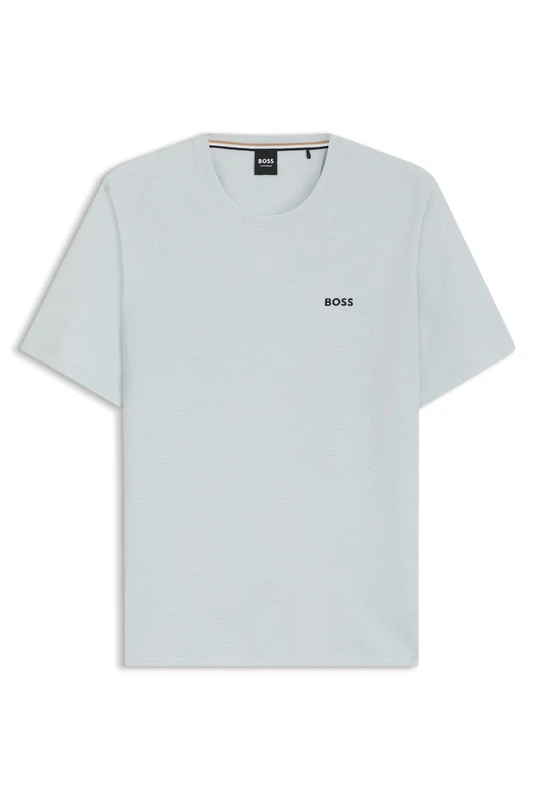 BOSS Mens Bodywear Waffle T-Shirt with Structured Open Blue 499 XXL