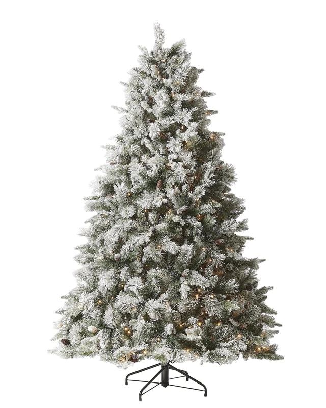 8 ft Pre-Lit Snow Flocked Artificial Christmas Tree with 600 LEDs & 8 Light Functions
