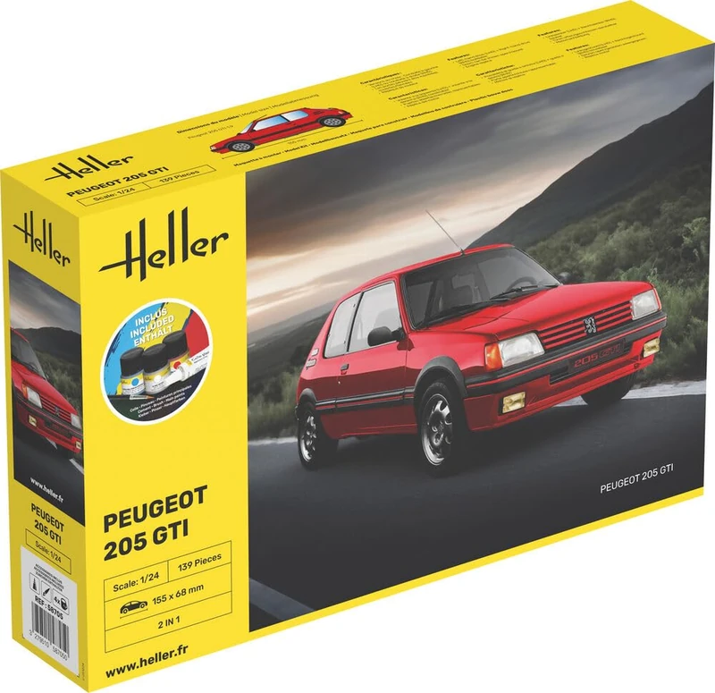 Heller 1:24 Gift Set - Peugeot 205 GTI