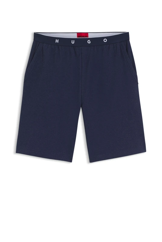 HUGO Ribbed Cotton-blend Pyjama Bottoms With Logo Waistband Blue