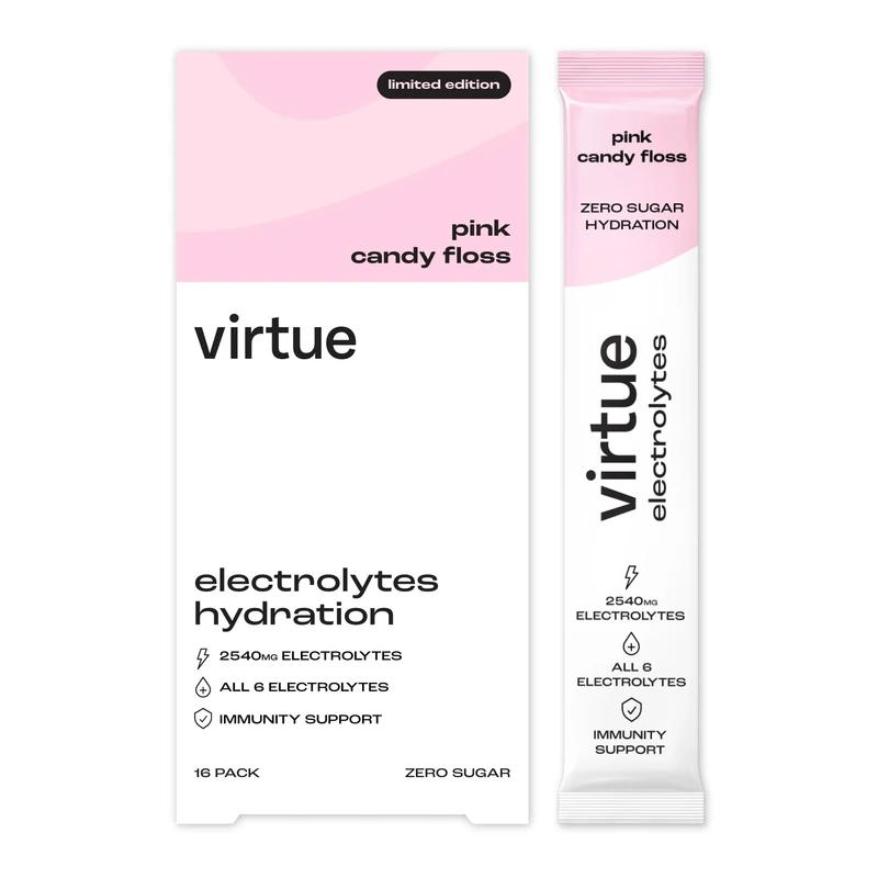 Virtue Zero Sugar Hydration Electrolytes - Pink Candy Floss (16 Pack) Limited Edition