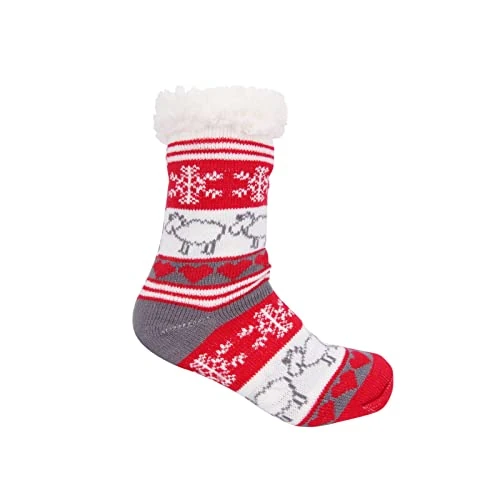 Womens Autumn and Winter Christmas Socks Floor Socks Socks Thickened Fleece Socks (Grey, One Size)