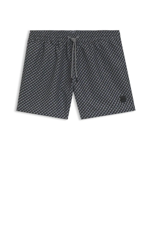 BOSS Mens Vibe Seasonal-Pattern Swim Shorts with Logo Label
