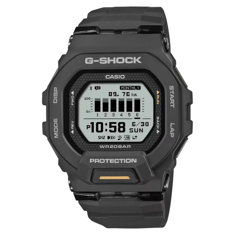 Casio G-Squad GBD-200-1A1ER Unisex Digital Quartz Sports Watch with Bluetooth Connectivity, 200 Metre Water Resistance, Calendar Countdown Timer Functions, Black