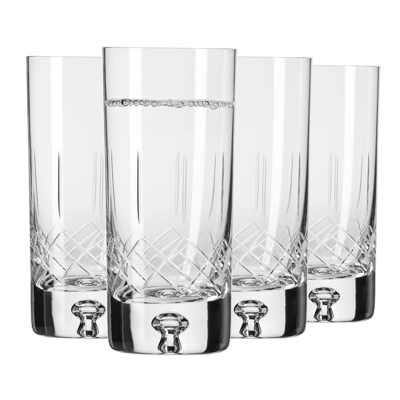Krosno – Water, Juice & Drink Glasses 300 ml – Set of 4 – Saga Collection – Handcrafted Lead-Free Crystal – Cut Glass