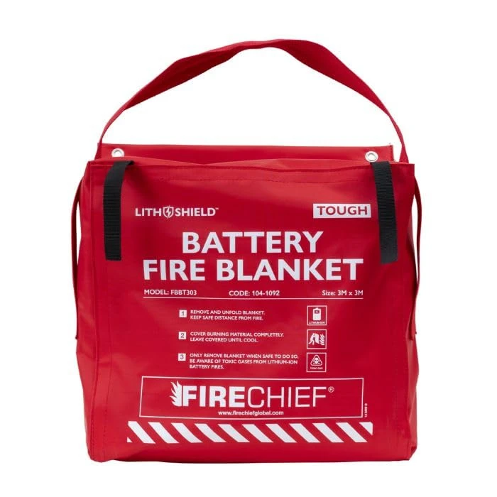 Firechief LithShield Tough Battery Fire Blanket 3 x 3m (FBBT303) | DIN 91489 Approved | Withstands Up to 1300°C | Lightweight & Easy to Use | Reduces Toxic Fumes | 5-Year Warranty