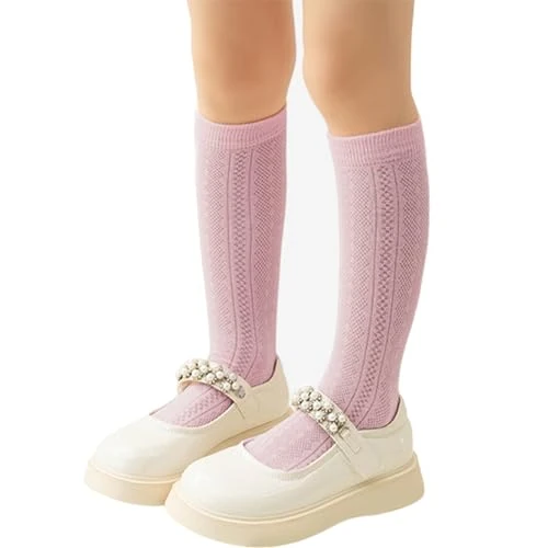 SXRQ Kids AntiSlip Kneehigh Socks - Soft Stretchy Mid-Calf Spring