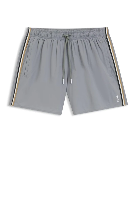 BOSS Swim Shorts with Signature Stripe and Logo