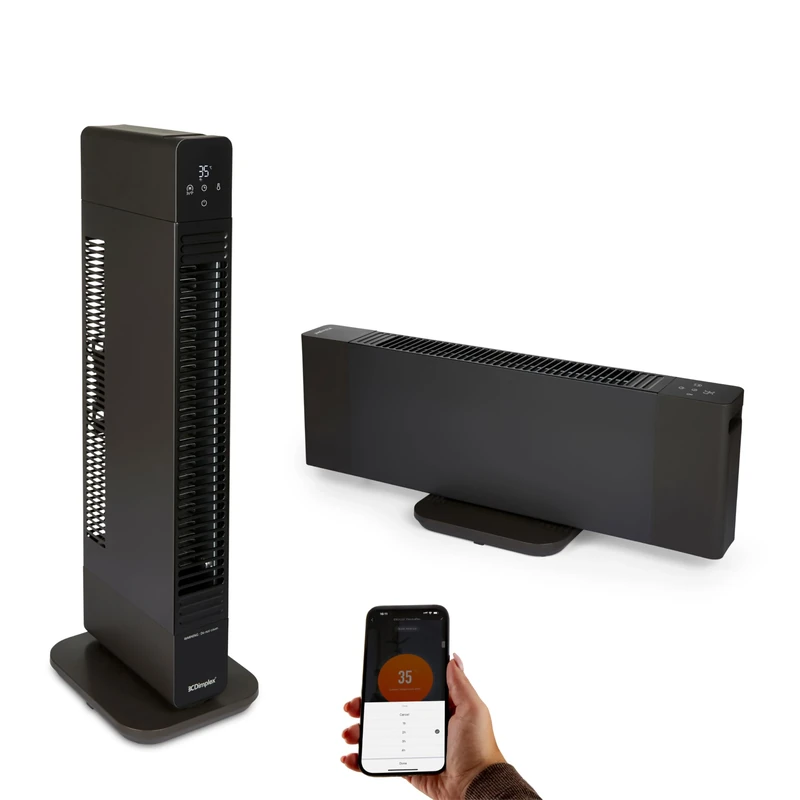 Dimplex DXDC22 ThermaFlex 2-in-1 Baseboard & Tower Fan Heater – Portable Electric Convector Heater with Adjustable Thermostat, Tip-Over Protection, Fan Only & Fast Warm-Up – Black