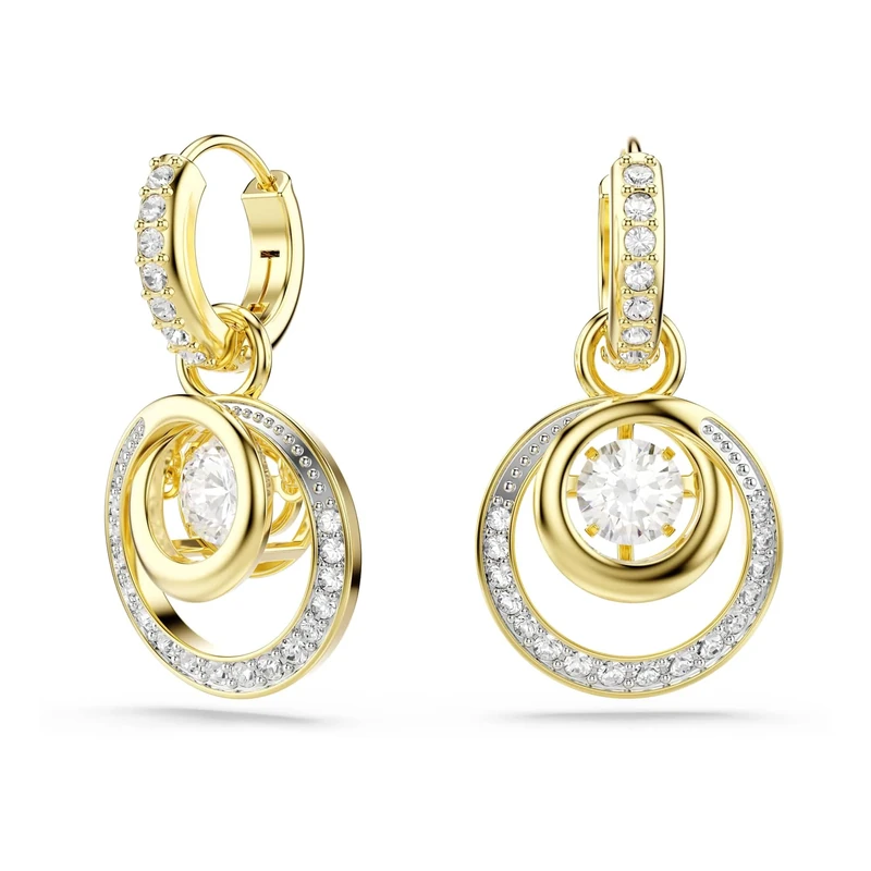 Swarovski Hyperbola Drop Earrings, Round Cut, White, Gold-Tone Plated
