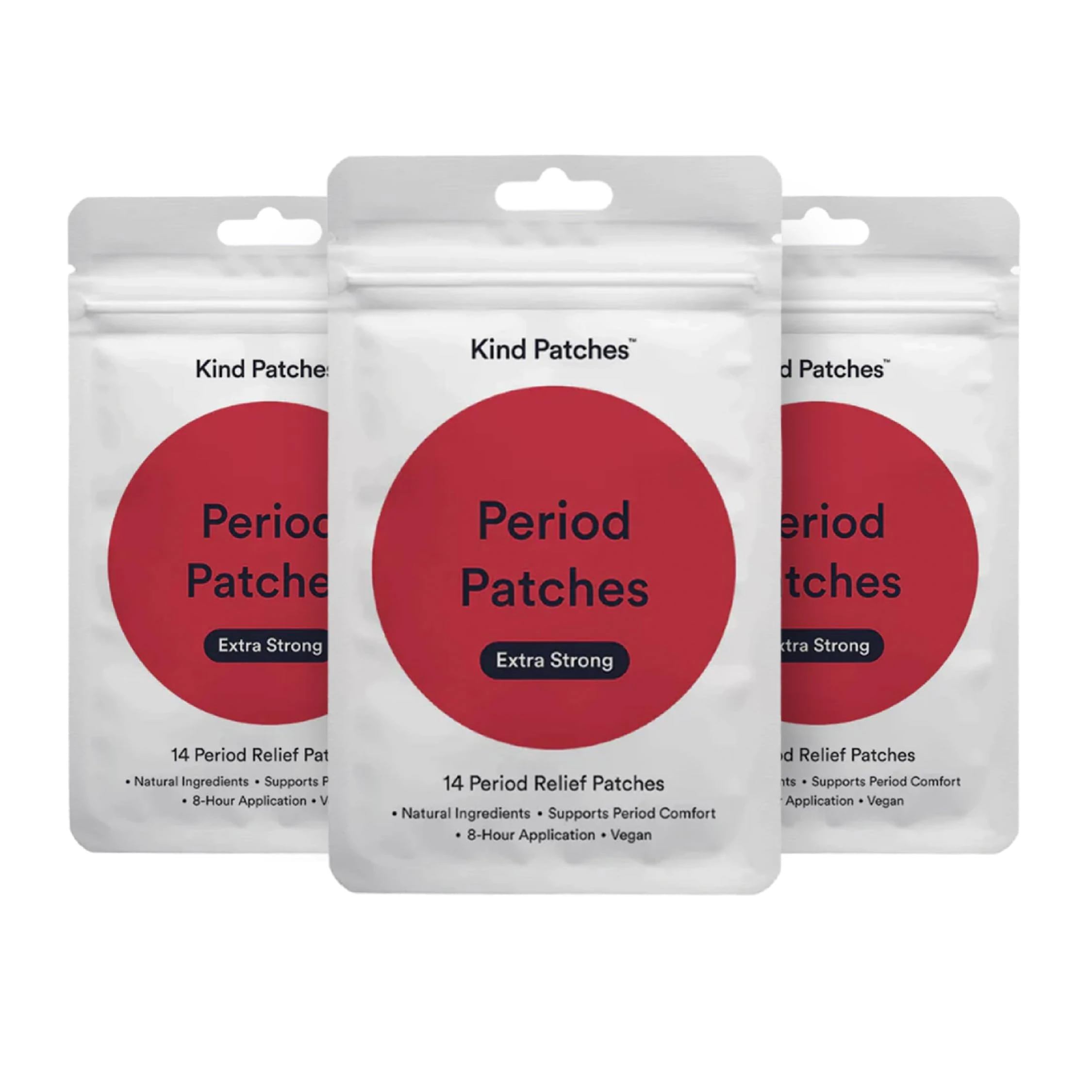 Kind Patches | Period Patches - Extra Strong | Period Relief | Botanical Plant-Based Formula with Chamomile Extract & Eucalyptus Oil | 42 Vegan Patches, 3 Months Supply