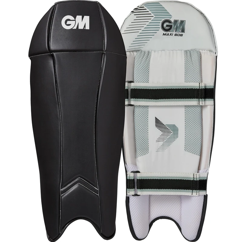 GM Maxi 606 Cricket Wicket Keeper Keeping Pads | PVC Facing with Dual Layer Foam Face Filling | Mesh Instep | Adult | Approx 0.85 kg per Pair | 1 Pair | Black | with GM Logo | Gunn & Moore
