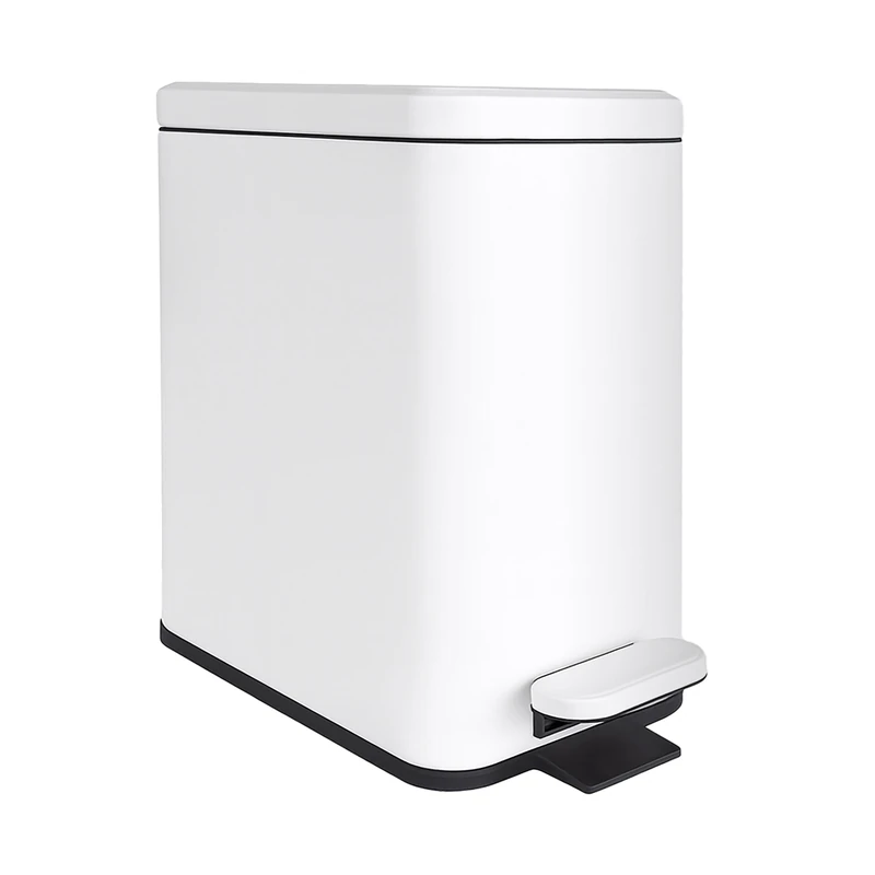 Relaxdays Slim Pedal Bin 10L with Soft Close, Inner Bucket, 16cm x 30cm, White