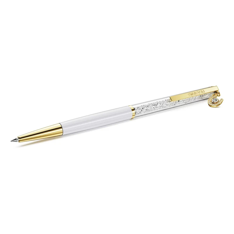 Swarovski Crystalline Ballpoint Pen, Horse Shoe, White, White Lacquered, Gold-Tone Plated