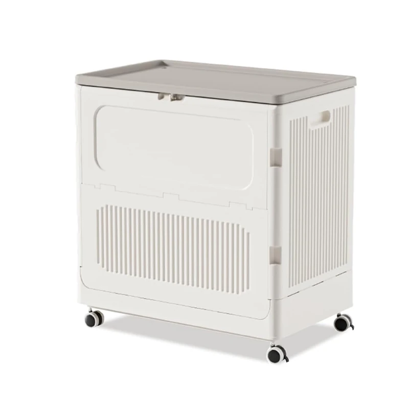 Wintem Laundry Basket 123L with Lid and Wheels, Vertical Space-Saving Structure for Dirty Cloths, Easy to Move and Clean