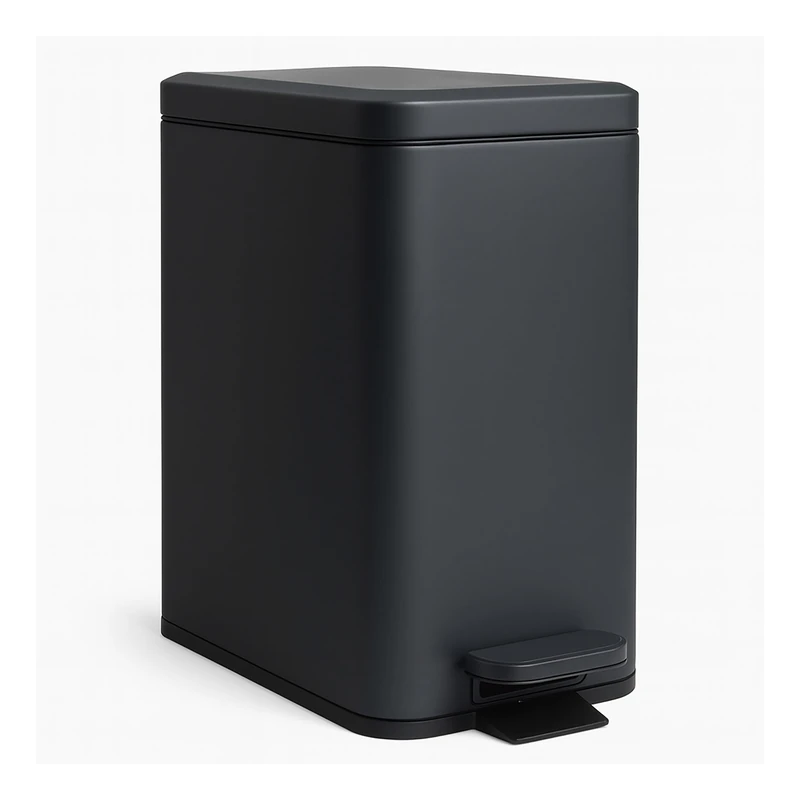 Relaxdays 10L Pedal Bin with Soft Close, Inner Bucket, Narrow Design, Matte Dark Grey, 36x16x30cm